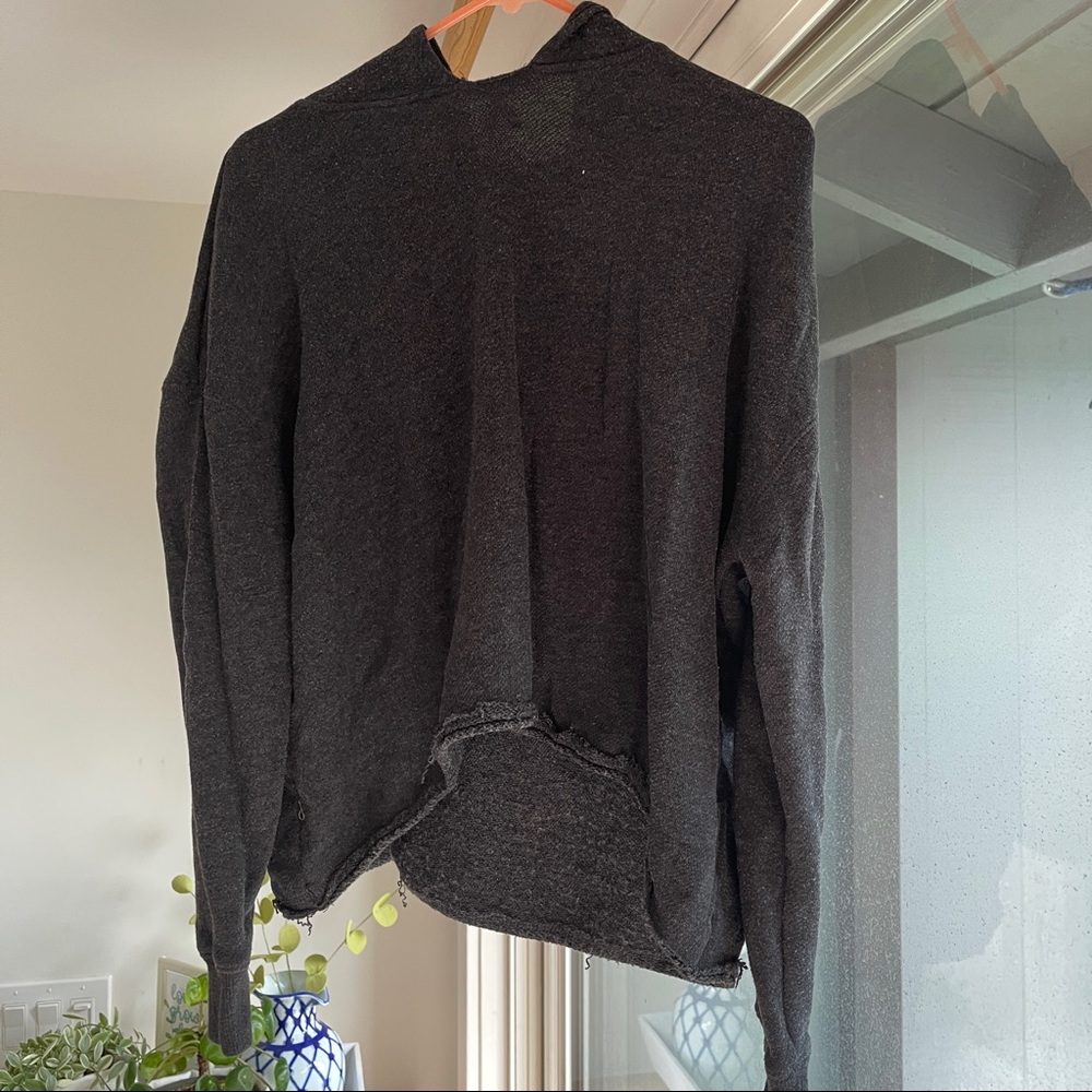 Brandy Melville Dark Grey Distressed Cropped Hoodie